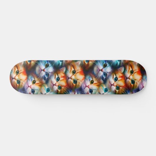 Farbenfrohe Katzen Niedliche Katzen Illustration K Skateboard (Horizontal)