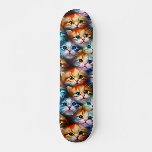 Farbenfrohe Katzen Niedliche Katzen Illustration K Skateboard (Vorne)