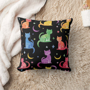Farbenfrohe Katzen Silhouette Muster dekorative Ki Kissen