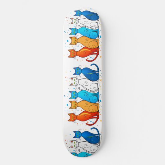 Farbenfrohe Katzen Skateboard Deck für Katzen Lieb (Vorderseite)