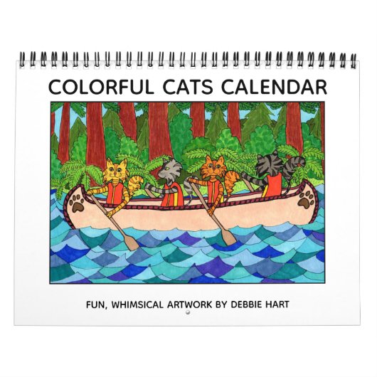 Farbenfrohe Katzen Spaß Niedlich Whimsical 2022 Ki Kalender (Titelbild)