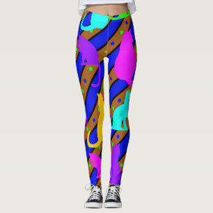 Farbenfrohe Katzen Streifen und Punkte Tierart Leggings