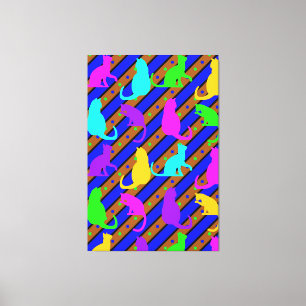 Farbenfrohe Katzen Streifen und Punkte Tierart Leinwanddruck