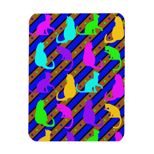 Farbenfrohe Katzen Streifen und Punkte Tierart Magnet (Vertikal)