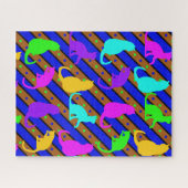 Farbenfrohe Katzen Streifen und Punkte Tierart Puzzle (Horizontal)