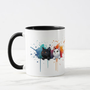 Farbenfrohe Katzen-Tasse Tasse