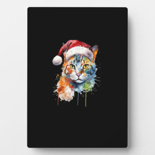 Farbenfrohe Katzen trägt Weihnachtsmannmütze Kitte Fotoplatte