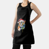 Farbenfrohe Katzen trägt Weihnachtsmannmütze Kitte Schürze (InSitu)