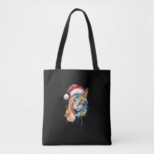Farbenfrohe Katzen trägt Weihnachtsmannmütze Kitte Tasche
