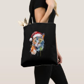 Farbenfrohe Katzen trägt Weihnachtsmannmütze Kitte Tasche (Von Nahem)