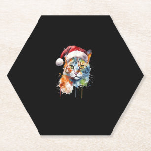 Farbenfrohe Katzen trägt Weihnachtsmannmütze Kitte Untersetzer