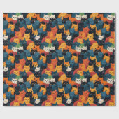 Farbenfrohe Katzen überfüllt schlafen Geschenkpapier (Flach)