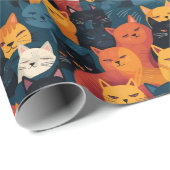 Farbenfrohe Katzen überfüllt schlafen Geschenkpapier (Rolleneckpunkt)