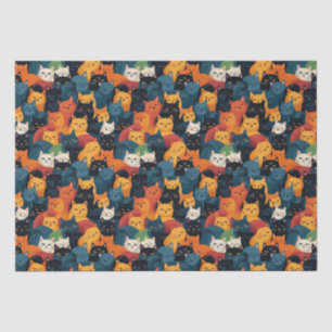 Farbenfrohe Katzen überfüllt schlafen Seidenpapier