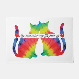 Farbenfrohe Katzen vor der Tür Fußmatte