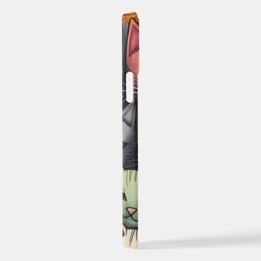 Farbenfrohe Katzen Whimsical Doodle iPhone Hülle (Rechte Seite)