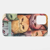 Farbenfrohe Katzen Whimsical Doodle iPhone Hülle (Rückseite (Horizontal))