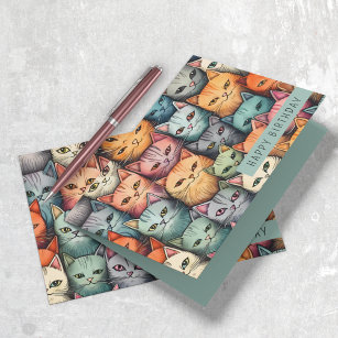 Farbenfrohe Katzen Whimsical Doodle jedes Mal Karte