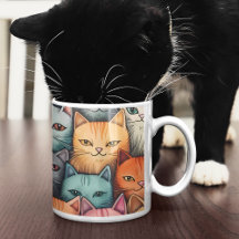 Farbenfrohe Katzen Whimsical Doodle