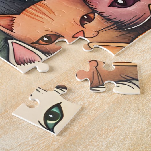 Farbenfrohe Katzen Whimsical Doodle Puzzle (Seite)