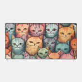Farbenfrohe Katzen Whimsical Doodle Schreibtischunterlage (Vorderseite)
