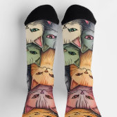 Farbenfrohe Katzen Whimsical Doodle Socken (Oben)