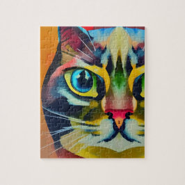 Farbenfrohe Katzenauge abstrakt streichelt kitschi Puzzle