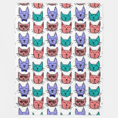 Farbenfrohe Katzengegenden Retro Doodles Fleece Bl (Vorderseite)