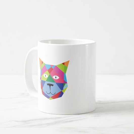 Farbenfrohe Katzengesicht Kaffeetasse (Vorderseite Links)