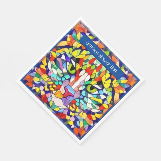 Farbenfrohe Katzengesicht Kaleidoskop - Gruß hinzu Serviette (Ecke)