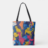 Farbenfrohe Katzenkollektion Totbeutel Tasche (Rückseite)