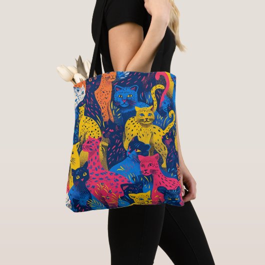 Farbenfrohe Katzenkollektion Totbeutel Tasche (Von Nahem)