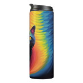 Farbenfrohe Katzenkunstgeschenke für Katzenmutter Thermosbecher (Nach rechts gedreht)