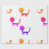Farbenfrohe Katzenkunstzeichnung Umschlagpapier Geschenkpapier (Flach)