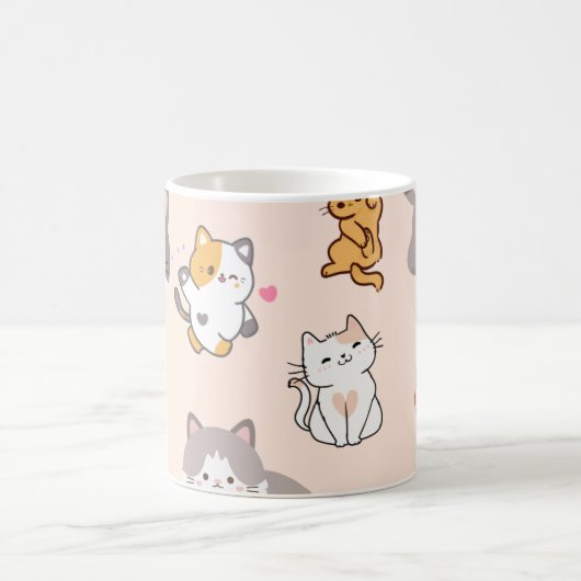 Farbenfrohe Katzenmuster Kaffeetasse (Mittel)