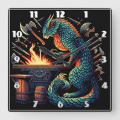 Farbenfrohe Katzenschmied-Schmiedewerkzeuge bei Na Quadratische Wanduhr (Vorderseite)