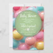 Farbenfrohe Kaugummi Kalligraphie Babydusche Einladung (Vorderseite)