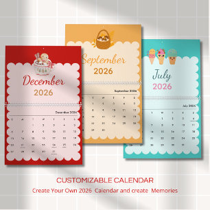 Farbenfrohe Kawaii-Jahreszeiten jeden Monat Kalender