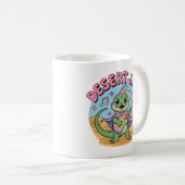 Farbenfrohe Kawaii Lizard spielt Keytar in der Wüs Kaffeetasse (VorderseiteRechts)