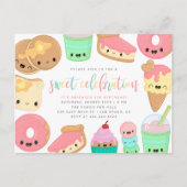 Farbenfrohe Kawaii Sweet Elements Kindergeburt Einladungspostkarte (Vorderseite)