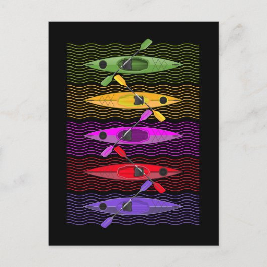 Farbenfrohe Kayak Paddling Adventures Kajak Postkarte (Vorderseite)