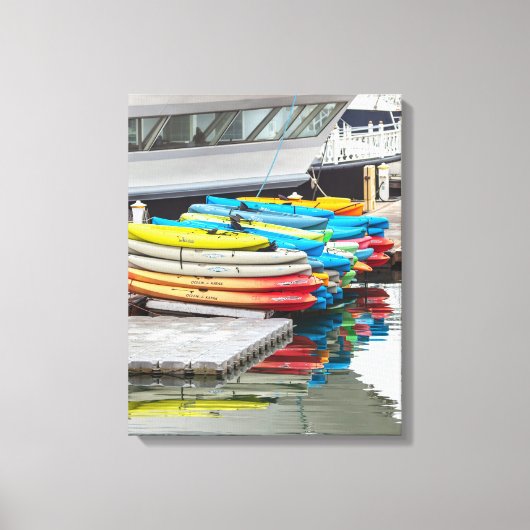 Farbenfrohe Kayaks Leinwanddruck (Vorderseite)