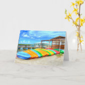 Farbenfrohe Kayaks Tropical Blank Grußkarte Karte (Gelbe Blume)