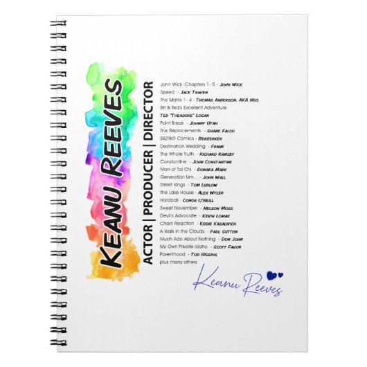 Farbenfrohe Keanu mit Titel & Filmcharakter Notizblock (Vorderseite)