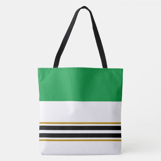 Farbenfrohe Kelly Green Black Racing Streifen auf Tasche (Vorderseite)