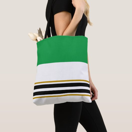 Farbenfrohe Kelly Green Black Racing Streifen auf Tasche (Von Nahem)