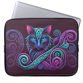 Farbenfrohe keltische Katze Laptopschutzhülle