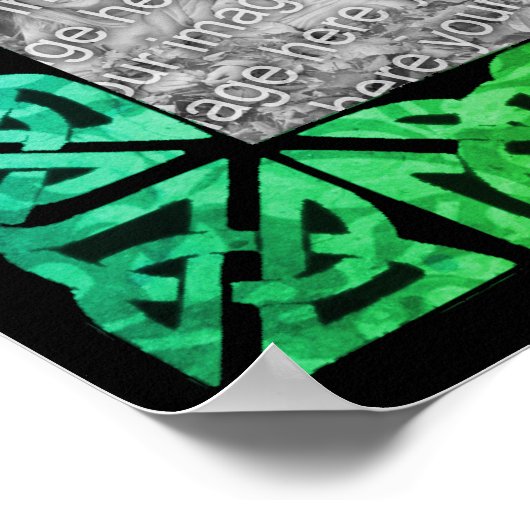 Farbenfrohe keltische Knochen Grüne Rahmen hinzufü Poster (Ecke)