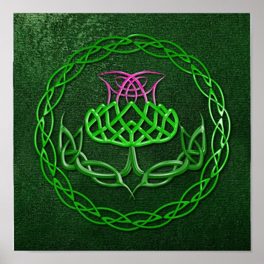Farbenfrohe keltische Knot Thistle Poster (Vorne)