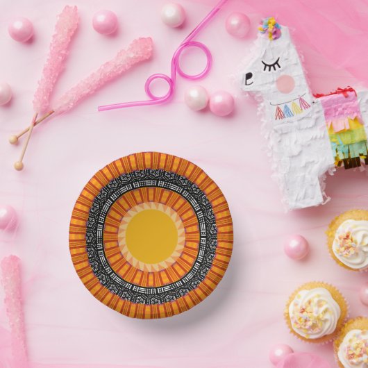 Farbenfrohe Kente Afrocentric Musterpapier Teller (Party)